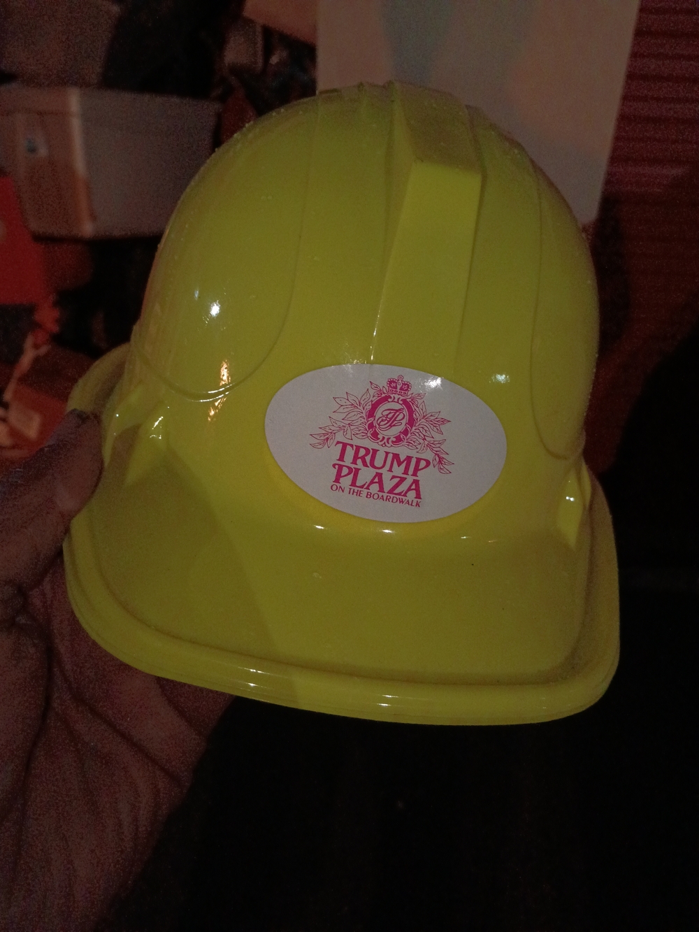 Vintage 1980s Trump Plaza Plastic Souvenir Hard Hat from Groundbreaking Rare!
